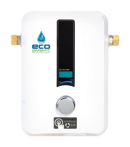 EcoSmart ECO 11, 13kW tankless heater, self-modulating, energy efficient.