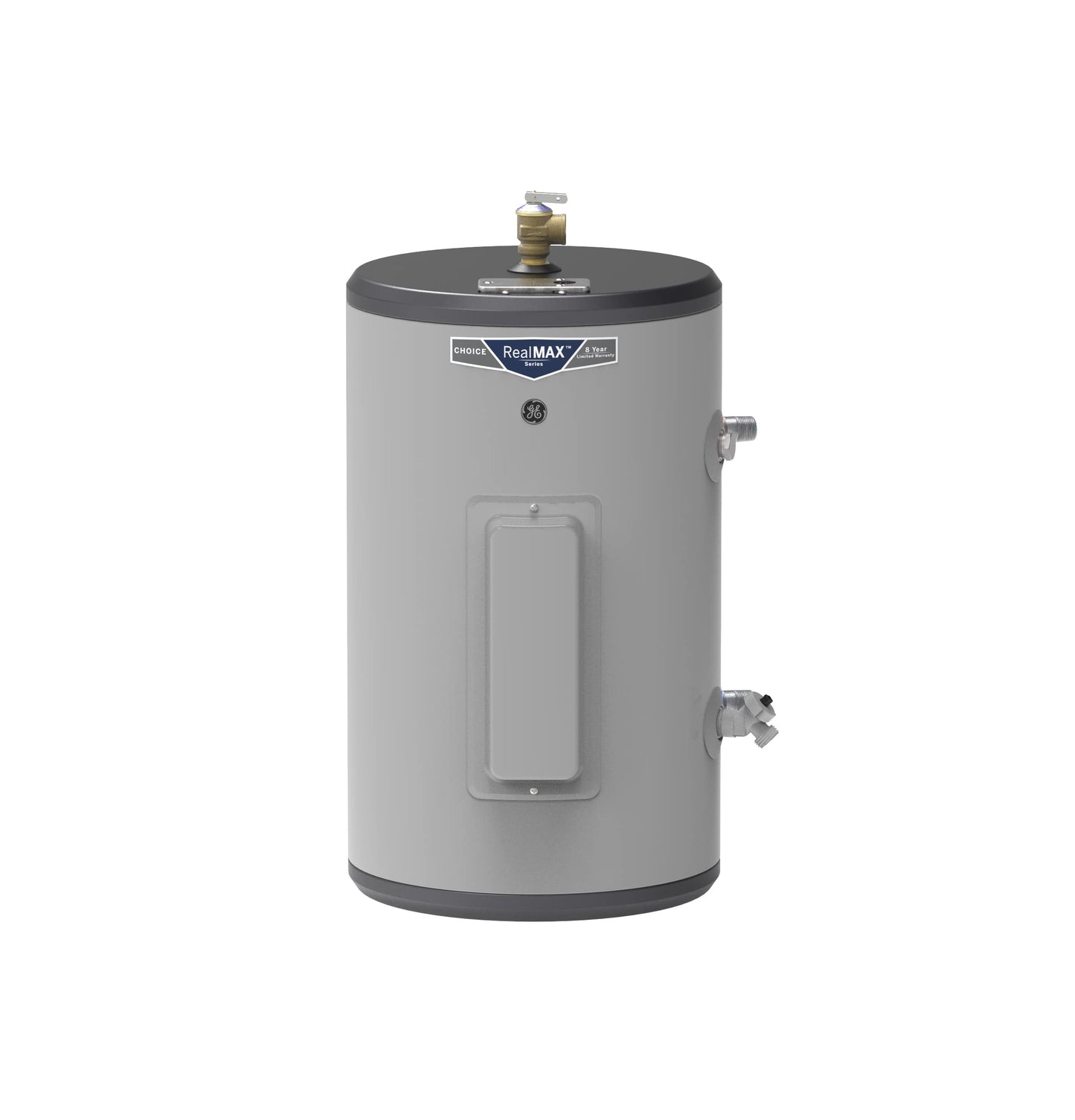 GE 10-gallon electric heater, plug & play, adjustable thermostat, easy install.