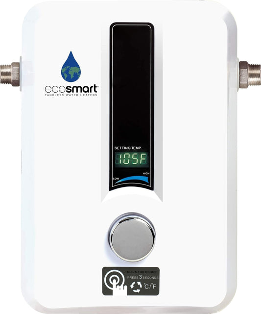 EcoSmart ECO 11, 13kW tankless heater, self-modulating, energy efficient.