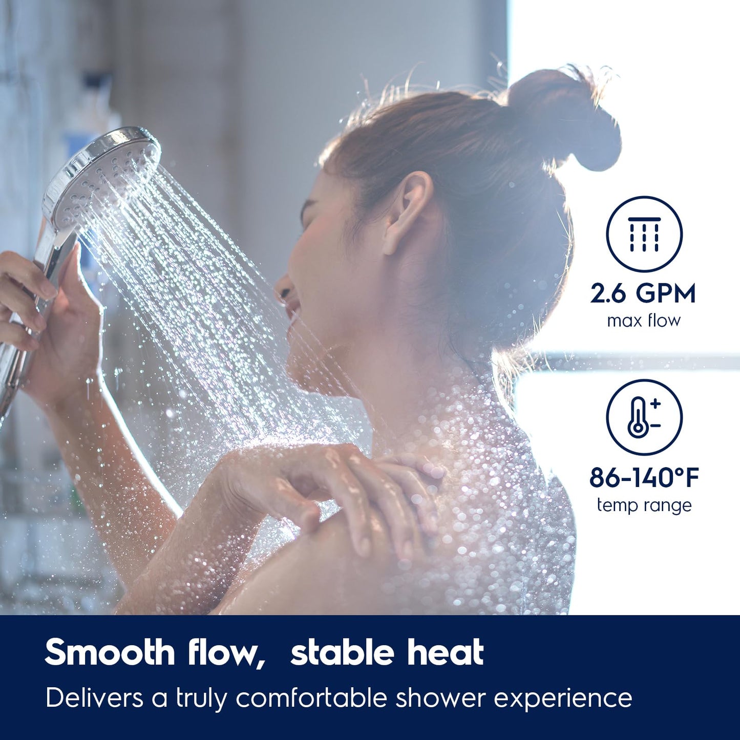 Electrolux 11kW tankless heater, WiFi, 2.6 GPM, smart indoor hot water system.